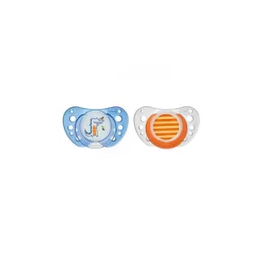 Chupeta Chicco Air Azul borracha 6-16m x2 unidades +caixa esterilizadora