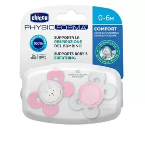 Chupeta Chicco Comfort Rosa látex de borracha 0-6m +caixa esterilizadora