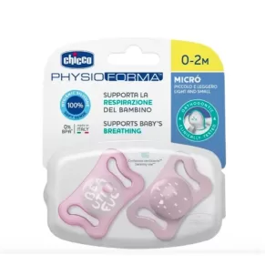 Chupeta Chicco Mini Soft silicone Rosa 0-2m x2 unidades +caixa esterilizadora