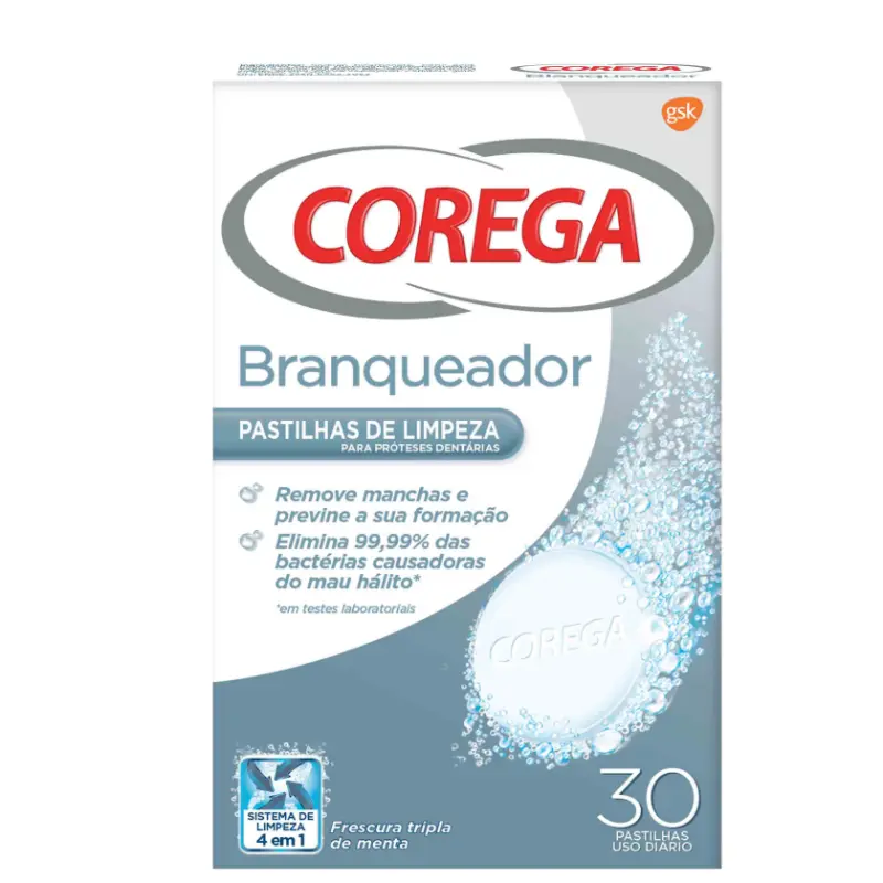 Corega Pastilhas De Limpeza Branqueadoras